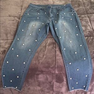 Women's Jeans with Pearl Accents